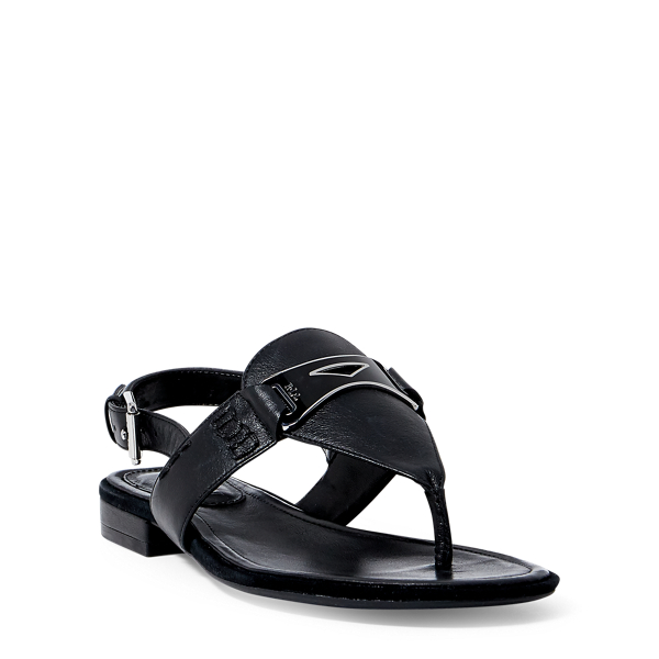 Black Dayna Leather Thong Sandal Lauren 3