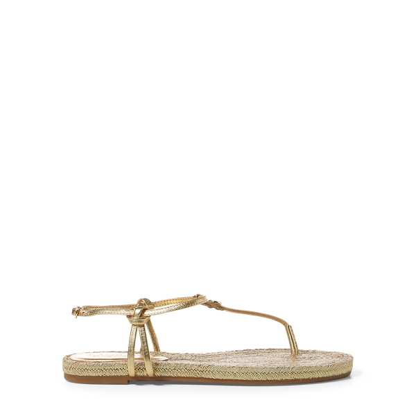 RL Gold Metallic Leather Sandals Lauren 3