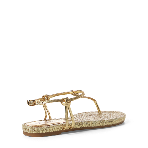 RL Gold Metallic Leather Sandals Lauren 4
