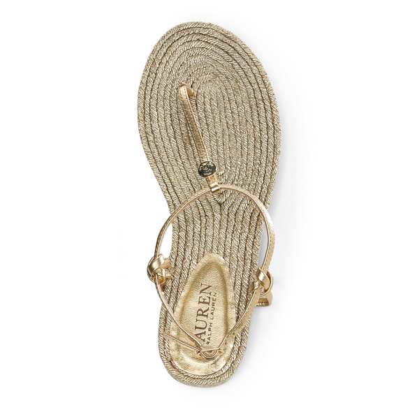 RL Gold Metallic Leather Sandals Lauren 5