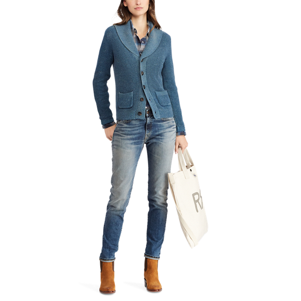 Indigo Indigo Cotton Shawl Cardigan RRL 3