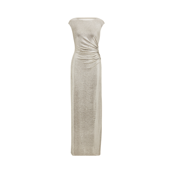 Metallic Jersey Open-Back Gown Lauren 1