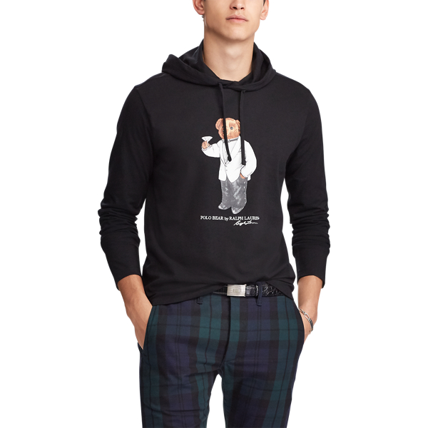 Martini Bear Hooded T Shirt