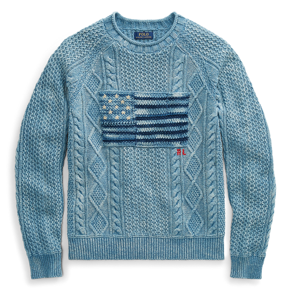 Indigo Flag Cotton Sweater Polo Ralph Lauren in 1