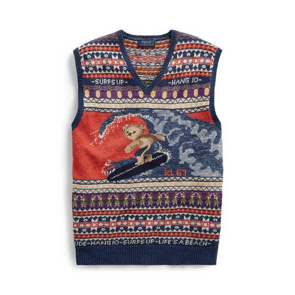 Surfer Bear Cotton Blend Vest Ralph Lauren UK