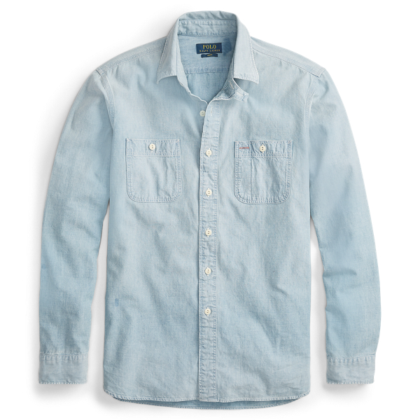 ★★POLO RALPH LAUREN★★ Classic fit chambray work shirt bl Polo Ralph Lauren Classic-Fit Button-Front Solid Chambray