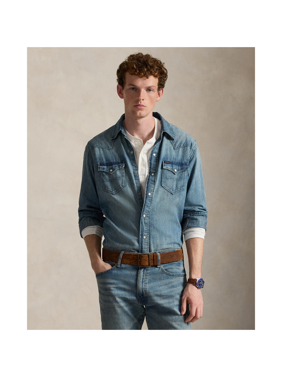 Ralph Lauren Slub Denim Western Shirt — фото 5