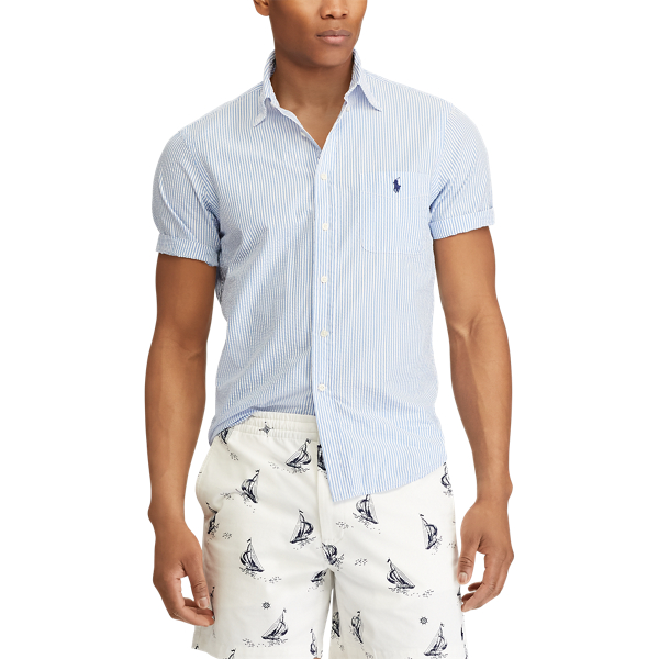 Blue/White Classic Fit Seersucker Shirt Polo Ralph Lauren 3