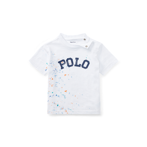 White Paint-Splatter Cotton T-Shirt Baby Boy 1