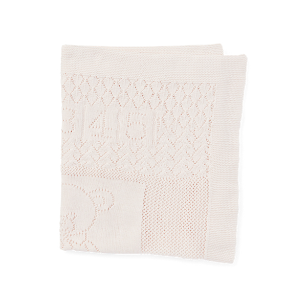 Bear Pointelle Cotton Blanket Baby Girl 1