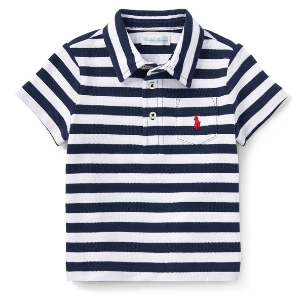 White Featherweight Cotton Mesh Polo Baby Boy 1