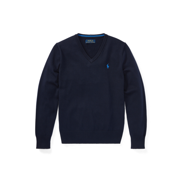 Hunter Navy Cotton V-Neck Sweater Boys 8-20 1