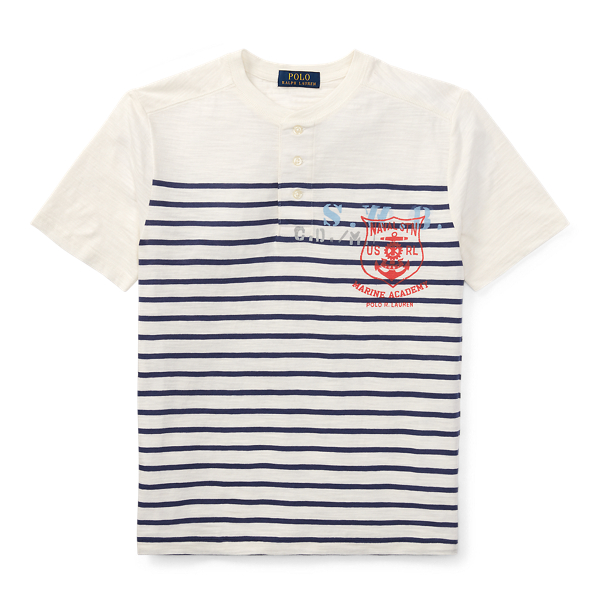 Slub Cotton Jersey Henley Boys 6-14 Years em 1