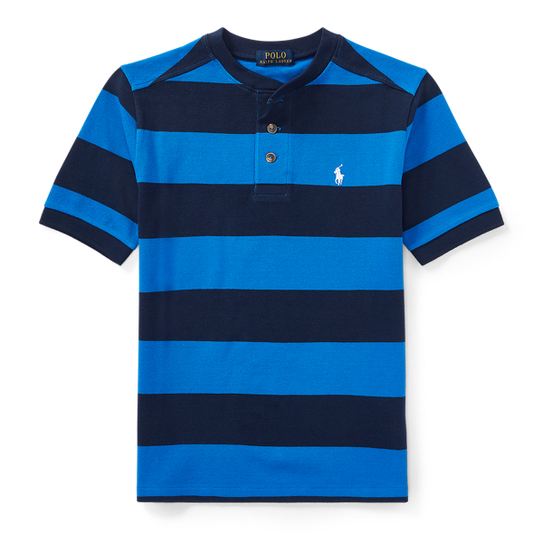 Spa Royal Multi Striped Cotton Mesh Henley Boys 8-20 1