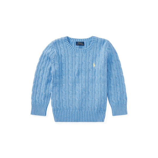 Soft Royal Heather Cable-Knit Cotton Sweater Boys 2-7 1