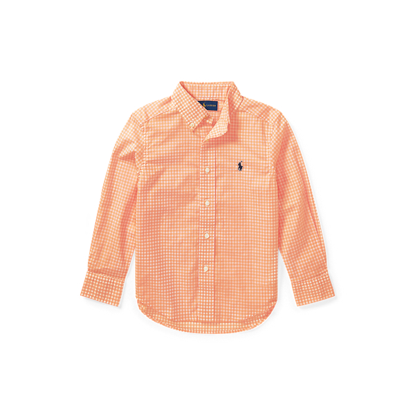 Gingham Stretch Cotton Shirt Boys 2-7 1