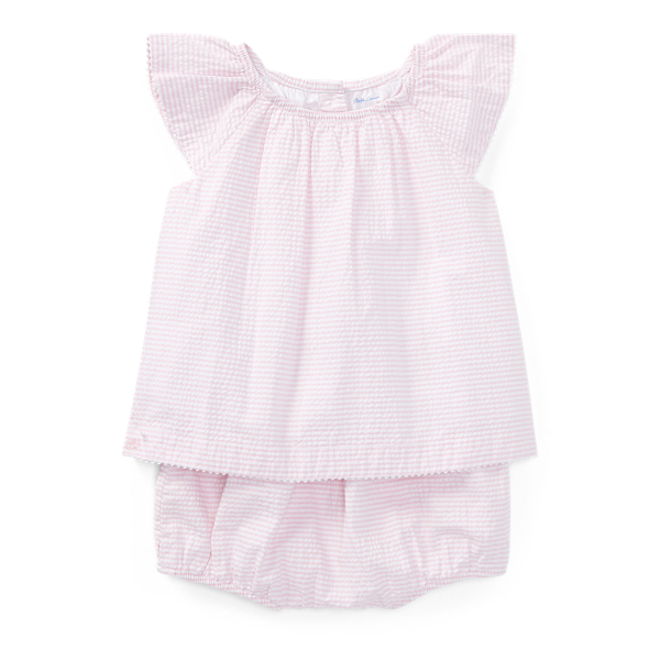 Robe et bloomer en seersucker Baby Girl en 1