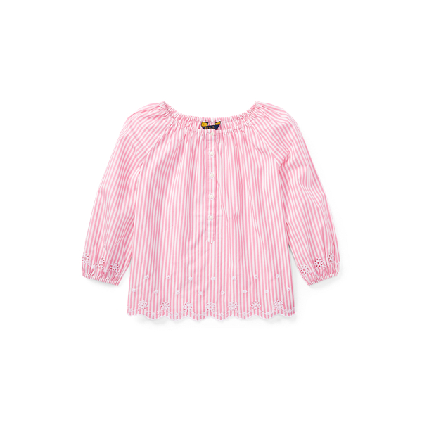 Blusa traforata in cotone a righe Girls 7-14 Years in 1