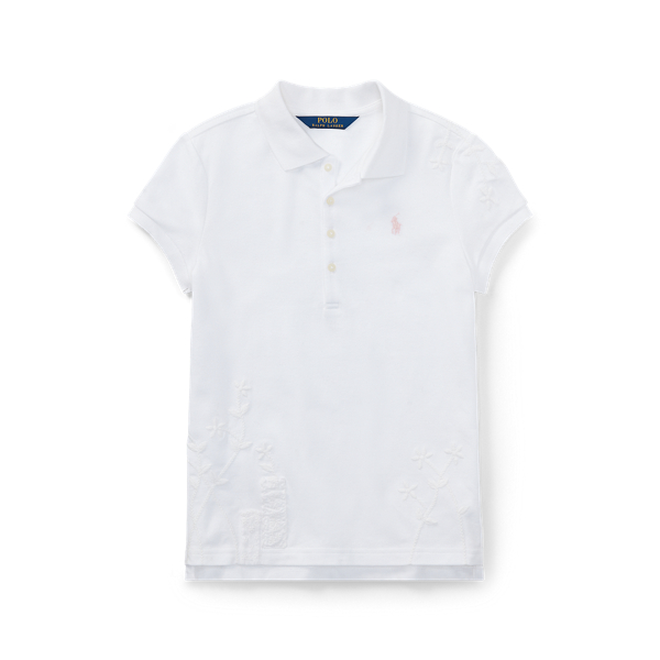 Embroidered Flower Polo Shirt Girls 7-14 Years 1