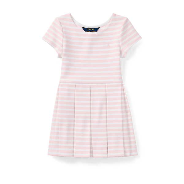 Striped Ponte Pleated Dress Girls 1.5-6.5 Years 1