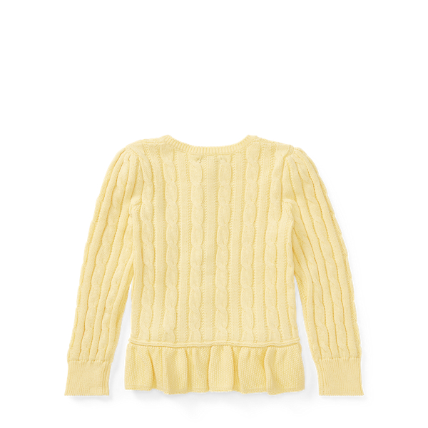 Wicket Yellow Cable Cotton Peplum Cardigan Girls 2-6x 2