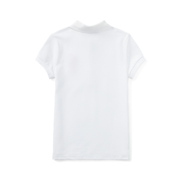 White Big Pony Stretch Mesh Polo Girls 2-6x 2