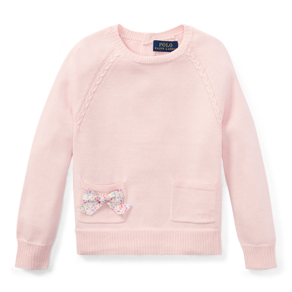 Bow-Back Cotton Sweater Girls 1.5-6.5 Years 1