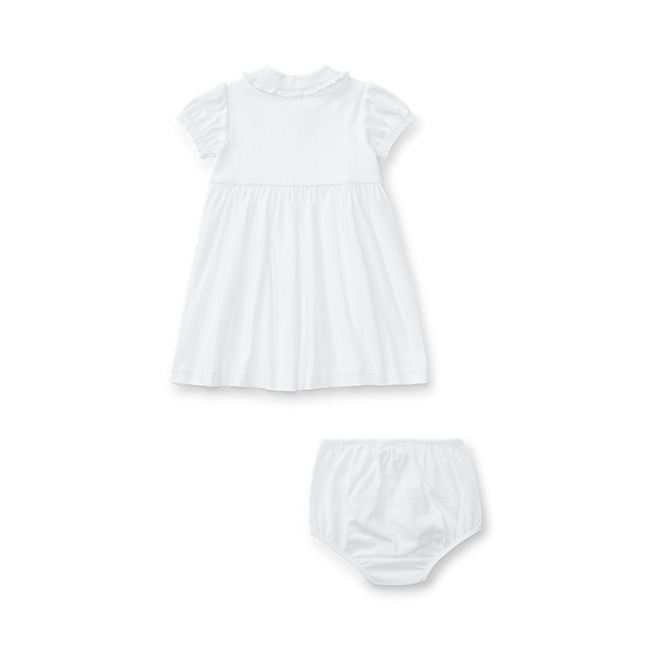 White Ruffled Polo Dress & Bloomer Baby Girl 2