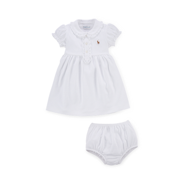 White Ruffled Polo Dress & Bloomer Baby Girl 3