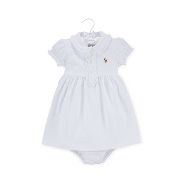 White Ruffled Polo Dress & Bloomer Baby Girl 4