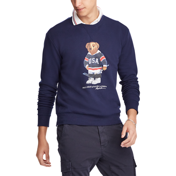 Hockey Bear Sweatshirt for Men Ralph Lauren PT