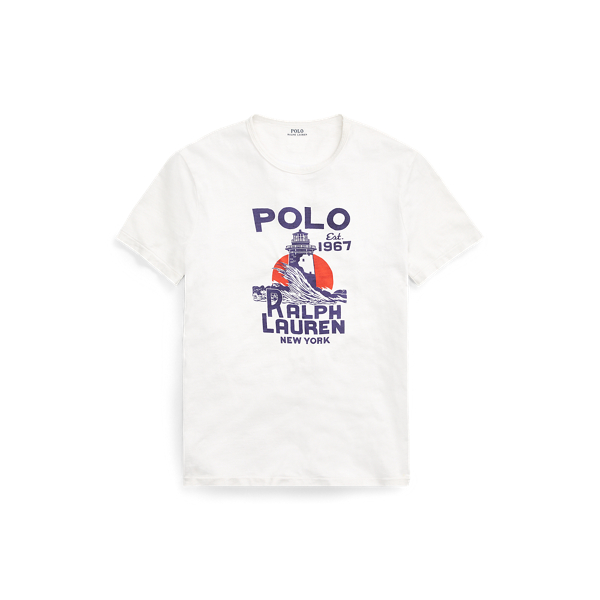 Custom Slim Fit Cotton T-Shirt Polo Ralph Lauren em Deckwash White 2