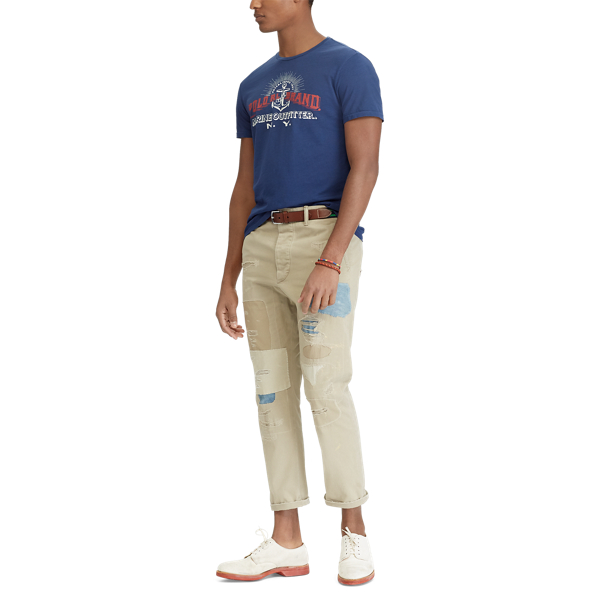 Custom Slim Fit Cotton T-Shirt Polo Ralph Lauren in Newport Navy 3