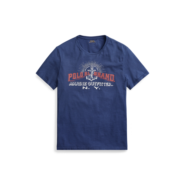Custom Slim Fit Cotton T-Shirt Polo Ralph Lauren in Newport Navy 2
