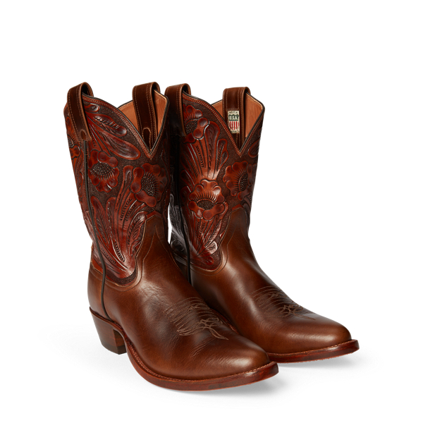 Mid Brown Plainview Leather Cowboy Boot RRL 2