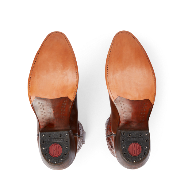 Mid Brown Plainview Leather Cowboy Boot RRL 4