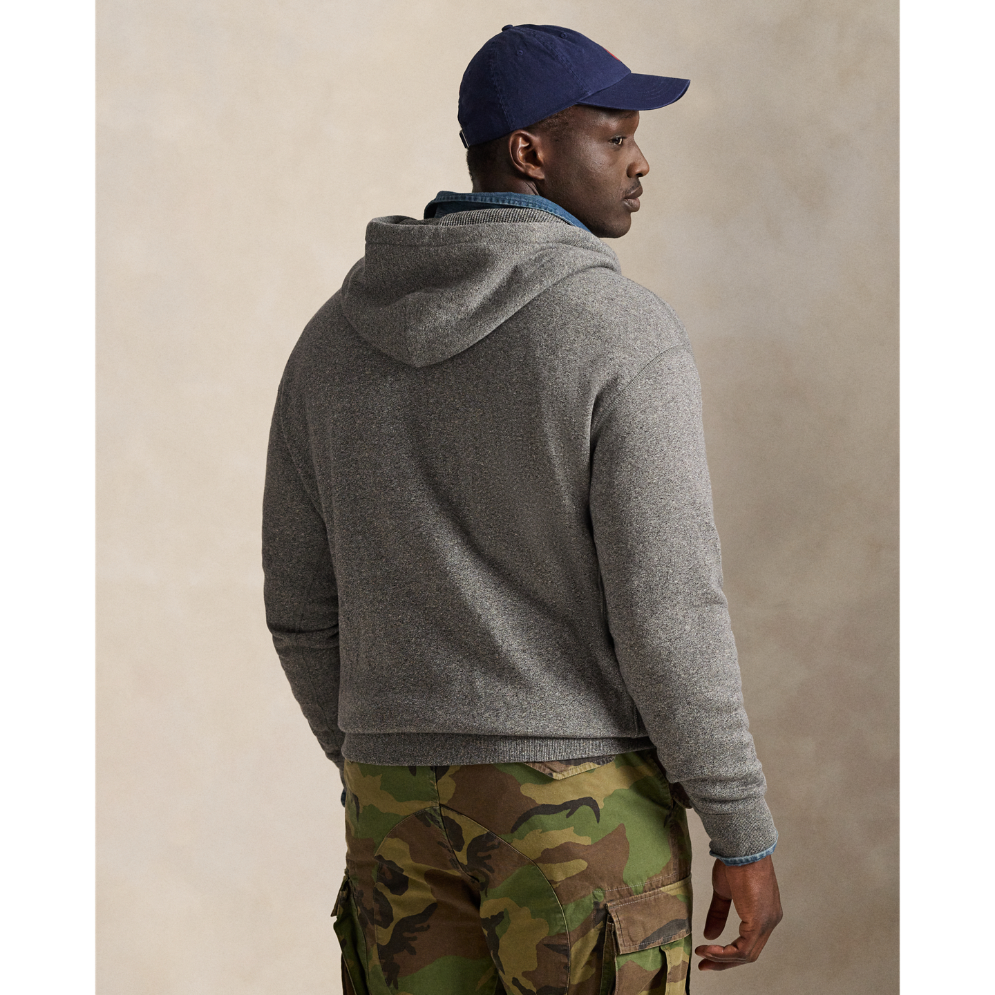 Мужское худи Ralph Lauren Fleece Full-Zip, цвет: Пепельный серый меланжевый — фото 2