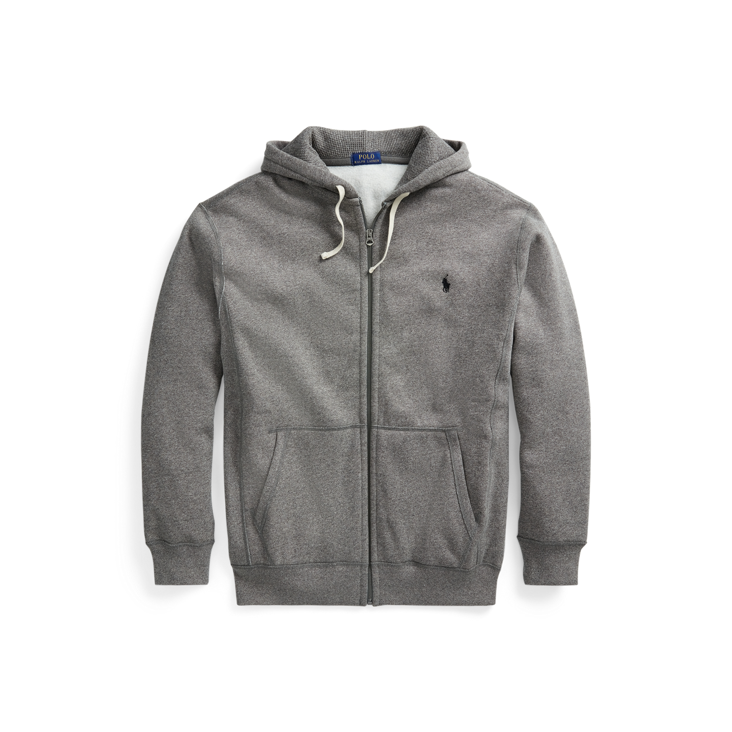 Мужское худи Ralph Lauren Fleece Full-Zip, цвет: Пепельный серый меланжевый — фото 4