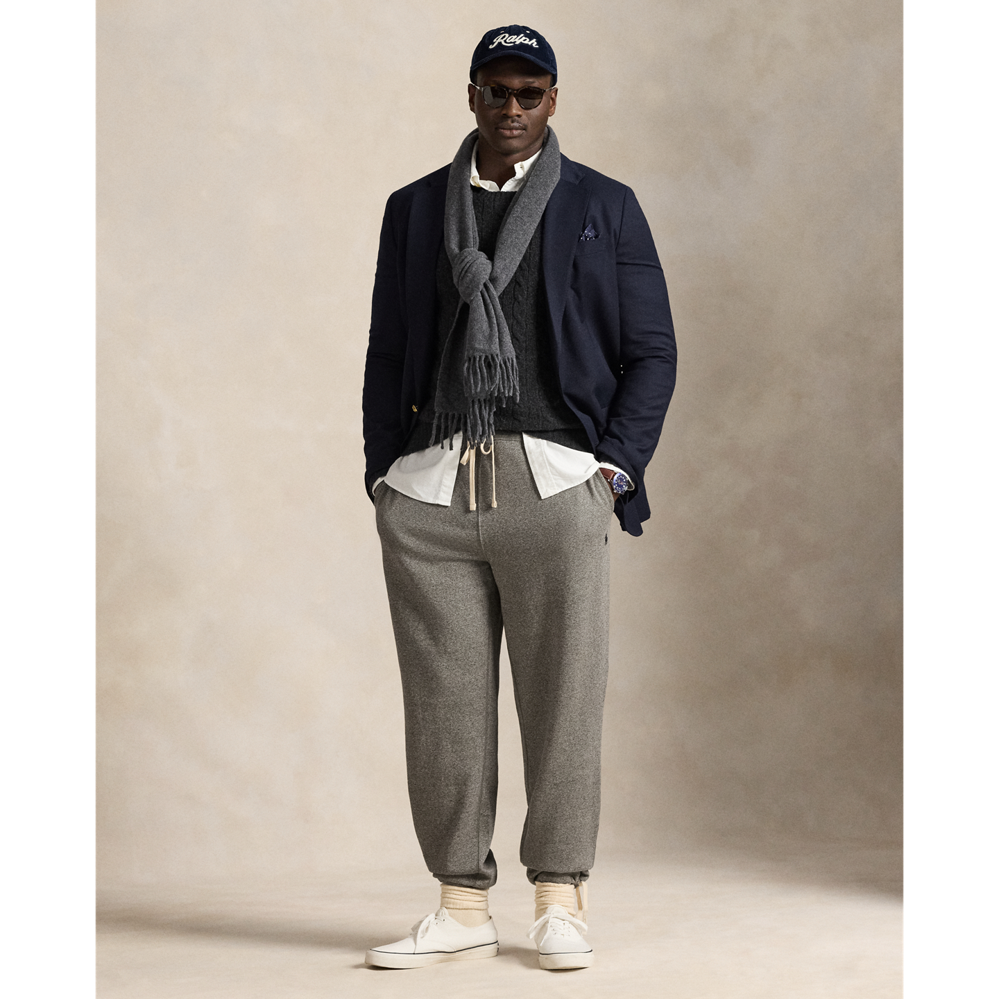 Мужские брюки Ralph Lauren Fleece Sweatpant, цвет: Пепельный серый меланжевый — фото 4