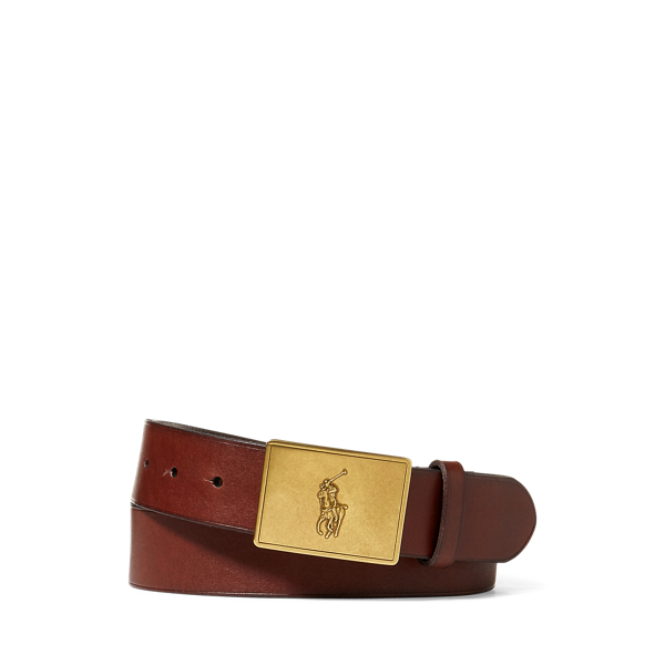 Pony Plaque Leather Belt Ralph Lauren