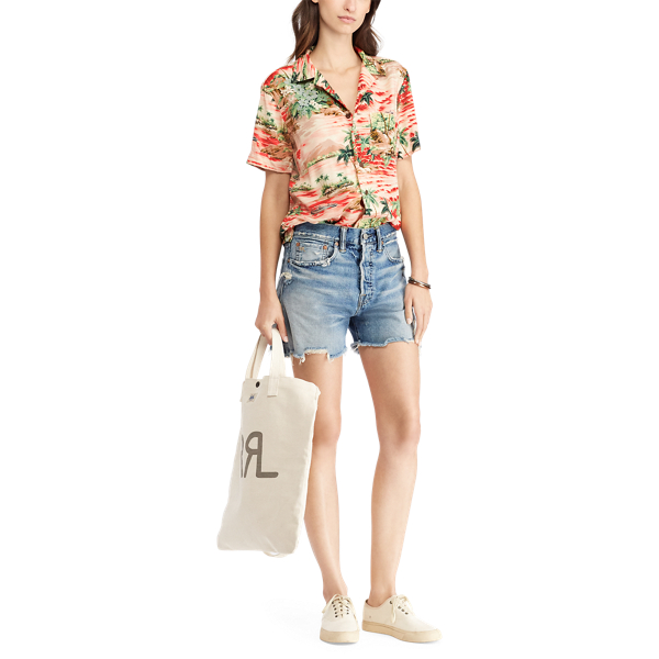 Rl 996 Coral Multi Hawaiian-Print Camp Shirt RRL 3