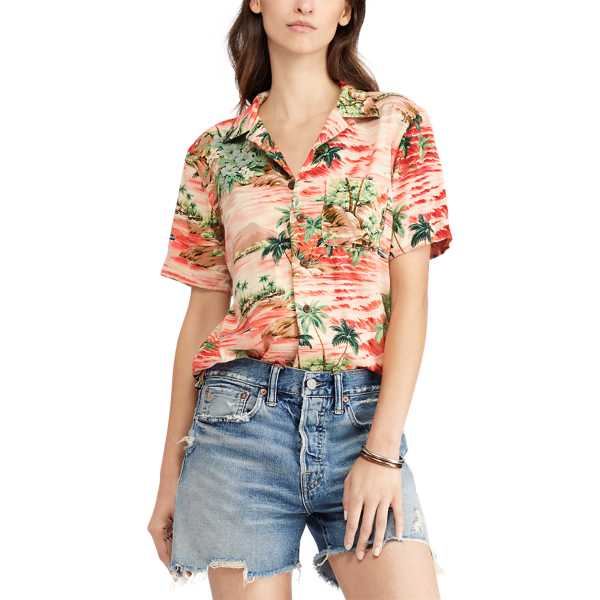 Rl 996 Coral Multi Hawaiian-Print Camp Shirt RRL 4