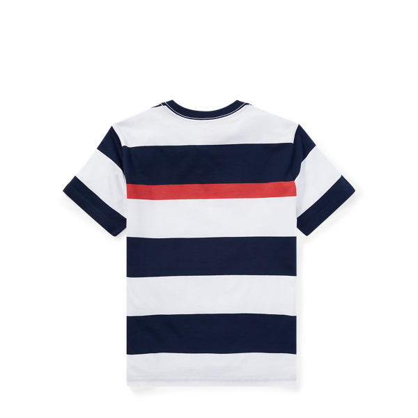Pure White Multi Striped Cotton Jersey T-Shirt Boys 8-20 2