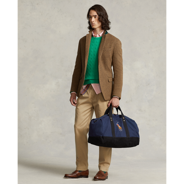 Navy/Black Canvas Big Pony Duffel Bag Polo Ralph Lauren 7