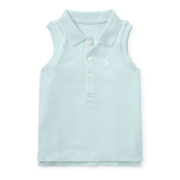 Crystal Blue Mesh Sleeveless Polo Shirt Baby Girl 1