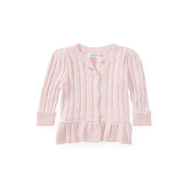 Cable Cotton Peplum Cardigan