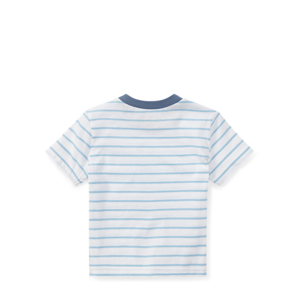 White/Blueebell Striped Cotton Jersey T-Shirt Baby Boy 2