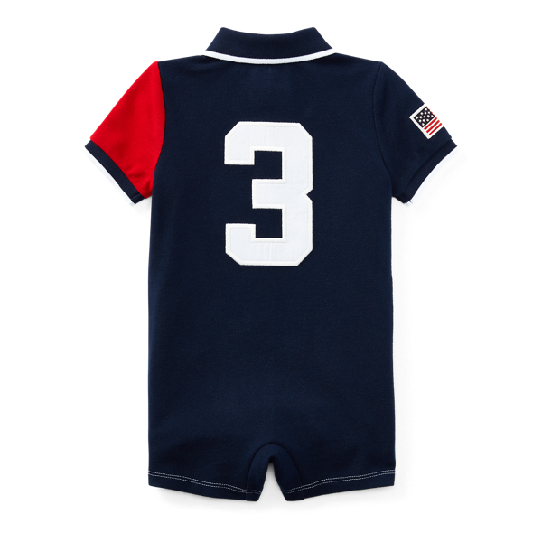 White Color-Blocked Cotton Shortall Baby Boy 2