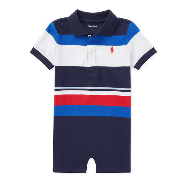 Cruise Navy Multi Striped Cotton Polo Shortall Baby Boy 1