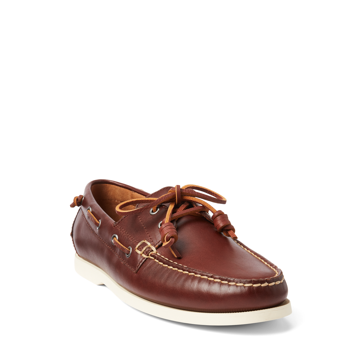 Мужские туфли Ralph Lauren Merton Leather Boat, цвет: Седельно-коричневый рыжевато-коричневый — фото 1